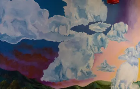 a mural of clouds