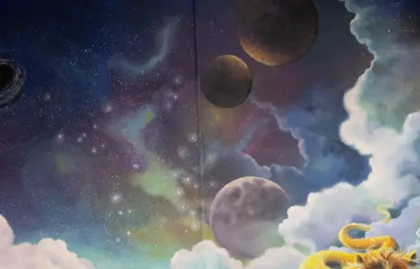 a celestial view of stars and planets