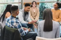 Teens sitting around and talking